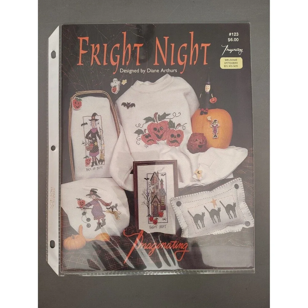 Vintage 1995 Imaginating FRIGHT NIGHT Halloween Cross Stitch Pattern Booklet 123